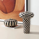GobekUsa Geometric Check Ceramic Vase for Home Decor and Floral Arrangements