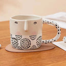 GobekUsa 340ML Ceramic Coffee Milk Mug with Unique Three-Dimensional Illustration