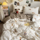 GobekUsa Cartoon Style Printed Comforter Set 4Pcs Lightweight Duvet Kits Bedding Set