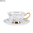 GobekUsa Gold Flowers Pattern Ceramic Cup & Saucer Set for Elegant Dining Experience