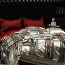 GobekUsa Luxe Brocade Jacquard Bedding Set with Egyptian Cotton & Embroidery
