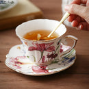 GobekUsa Iris Flower Porcelain Coffee Mug Tea Cup Tableware Set