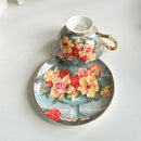 GobekUsa Flowers Pattern Porcelain Coffee Cup & Saucer Set - Exquisite Tea & Juice Mug