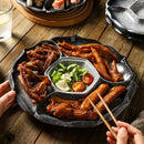 GobekUsa Ceramic 4-Grid Dinner Plate - Retro Tableware for Fruits, Snacks, and Desserts