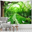 GobekUsa Bamboo Forest Pigeon Path Tapestry: Hippie Psychedelic Wall Hanging for Natural Home Decor