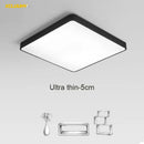 GobekUsa LED Ceiling Lights for Living Room Bedroom - Ultra-thin 5cm Iron Square Round Black/White