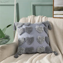 GobekUsa Heart Embroidery Cushion Cover 45x45cm Orange Grey Geometric Pillowcase