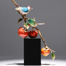 GobekUsa Chinese Enamel Persimmon Ruyi Ornament for Living Room Wine Cabinet Décor