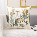 GobekUsa 3D Pink Flower Farmhouse Style Cushion Cover 45x45cm - Embroidered Sofa, Bed, Living Room