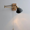 GobekUsa Clear Glass Copper LED Wall Light with Pull Chain Switch & Walnut Wood Canopy
