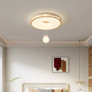 GobekUsa Cream Wind Walnut Round Master Bedroom Lamp Warm Retro Hanging Ball Ceiling