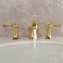 GobekUsa Gold Widespread Bathroom Faucet with Waterfall Design