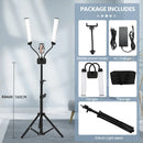 GobekUsa Dualarm LED Beauty Light with Circular Light Strip on Tripod