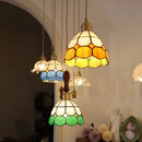GobekUsa Glass LED Pendant Lamp Tiffany Style Hand Stitch Dining Room Light