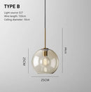 Nordic Glass Pendant Light With Iron Loft Frame