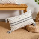GobekUsa Geometric Tufted Tassel Cushion Cover White Grey Bohemian Decor Pillow Cover
