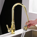 GobekUsa Gold Kitchen Sink Mixer Faucet with Pull Out Spray Head Rotation - WF-4118