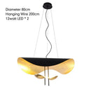 GobekUsa Lederam Manta Pendant: Industrial Black & Gold Ceiling Light with Lotus Leaf Design