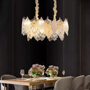 GobekUsa Crystal Glass Chandelier Blade LED Pendant Light for Living Dining Bedroom Lighting