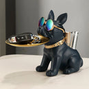 GobekUsa Bulldog Statue Desktop Storage Office Home Decor Tray Sculpture
