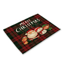 GobekUsa Christmas Linen Dining Table Mats - Festive Home Decor with Santa Claus Print