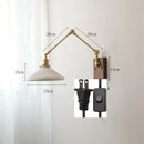 GobekUsa Copper Wall Lamp with Pull Chain Switch, Nordic Design, LED Bulb, Ceramic Lampshade