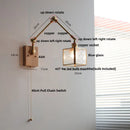 GobekUsa LED Wall Lamp Rotatable Glass Walnut Swing Arms Hallway Stair Light