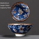 GobekUsa Blue & White Ceramic Kung Fu Tea Cup - Japanese Style Porcelain Sake Cups
