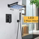 GobekUsa LED Black Wall Mounted Shower Faucet Set with Rainfall Shower Head