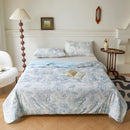 GobekUsa Knitted Cotton Print Summer Quilt, Silk Soft Blanket