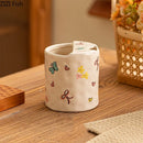GobekUsa Bowknot Pattern Porcelain Coffee Mug, Cute Cartoon Design, Ideal for Tea and Juice.