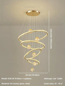GobekUsa Crystal LED Chandelier: Modern Living Room Pendant Lights, Glass Globe Hanging Lamp