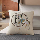 GobekUsa Horse Embroidered Jacquard Chenille Pillow Cover 45*45cm Home Decor Office Sofa