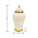 GobekUsa Golden Flower Vase Ceramic Checkmate Jar Weave Pattern Home Decoration Accessories