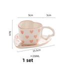 GobekUsa Love Heart Hand Painted Ceramic Coffee Mug Cute Tea Cup for Home Office