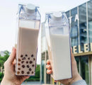 GobekUsa Clear Milk Carton Water Bottle & Drinking Cup, Portable Plastic Juice Tea Storage