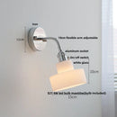 GobekUsa Adjustable Arm LED Wall Light Fixture with Pull Chain Switch, White Glass