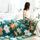 GobekUsa Boho Printed Cotton Blanket - Green Muslin Large Soft Bed Throw Cover