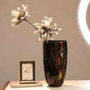 GobekUsa Black Glass Vase Flower Pot for Terrarium Room Decoration and Floral Arrangement