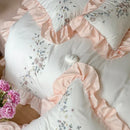 GobekUsa Korean Princess Lace Ruffles Flowers Embroidery Bedding Set with 100% Cotton Quality.