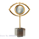 GobekUsa Golden Metal Eyes Magnifying Glass with Crystal Glass Base - Modern Home Decoration