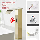 GobekUsa Black Sensor Waterfall Basin Faucet - Automatic Touchless Hot Cold Water Mixer