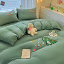 GobekUsa Cartoon Embroidered Cotton Bedding Set for King/Queen Beds