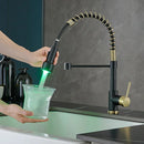 GobekUsa Brass Spring Spout Kitchen Faucet with Single Lever Pull Down Mixer Tap