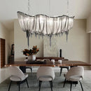 GobekUsa Gold Tassel Chain Chandelier LED Hanging Lamp Lustres for Dining Room