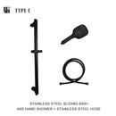 GobekUsa Black Shower Slider Adjustable Rail Set 3 Functions Simple Style 1.5M Hose