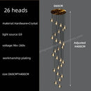 GobekUsa Black & Gold Crystal Chandelier LED Pendant Light Fixture Loft Staircase Lighting
