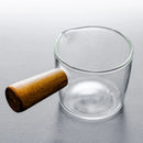 GobekUsa Glass Espresso Measuring Cup with Wood Handle, Milk Jug for Coffee & Sauce