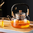 GobekUsa Glass Tea Pot With Weave Handle Heat-resistant Glass Teapot Transparent Steaming Tea Kettle