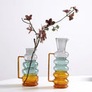 GobekUsa Glass Bubble Ring Vase: Transparent Handle Vase for Flower Arrangement & Home Decor